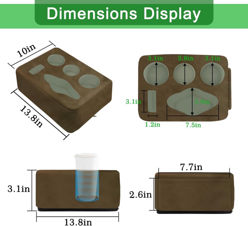 NISDOING Couch Bed Cup Holder Pillow, 5 Hole Couch Drink Holder! Keep Drinks Hand Side and KeepTemp, Prevent Spills and Use Anywhere.Cup Holder for Couch, Bed,Camping,RV,Car,Beach.Brown - Image 2